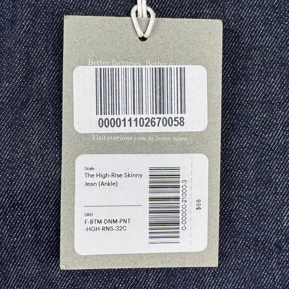 Everlane Jeans Womens Size 32 Deep Indigo The High-Rise Skinny Stretch Ankle NWT - Picture 11 of 14